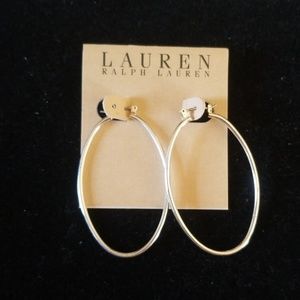 NWT Ralph Lauren Silver Long Hoops